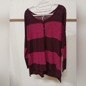 Free People NWOT Wide Striped Oversized Top